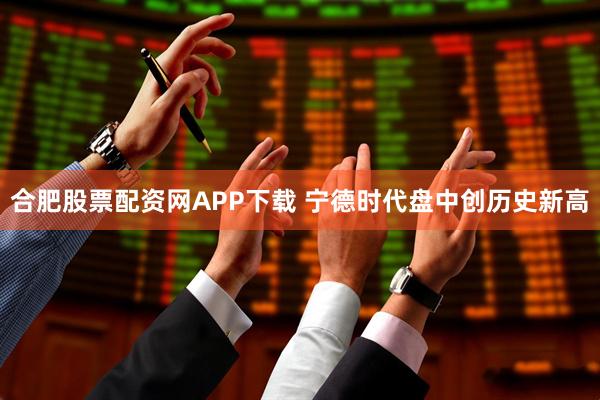 合肥股票配资网APP下载 宁德时代盘中创历史新高