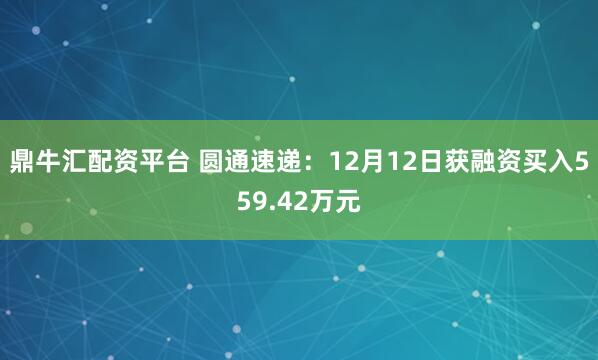 鼎牛汇配资平台 圆通速递：12月12日获融资买入559.42万元