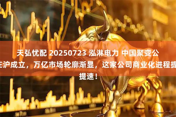 天弘忧配 20250723 泓淋电力 中国聚变公司在沪成立，万亿市场轮廓渐显，这家公司商业化进程提速！